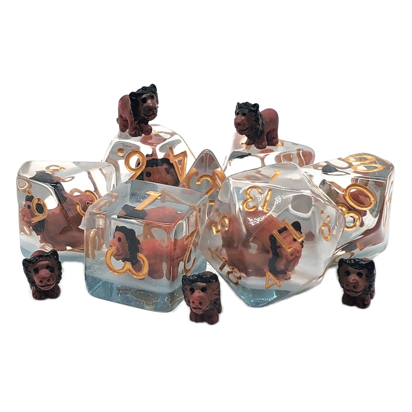 OLD SCHOOL DICE & ACCESSORIES ANIMAL KINGDOM LION 7PC SET