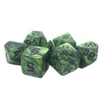 OLD SCHOOL DICE & ACCESSORIES PEARL DROP FOREST GREEN W/ BLACK 7PC SET - OLD SCHOOL DICE