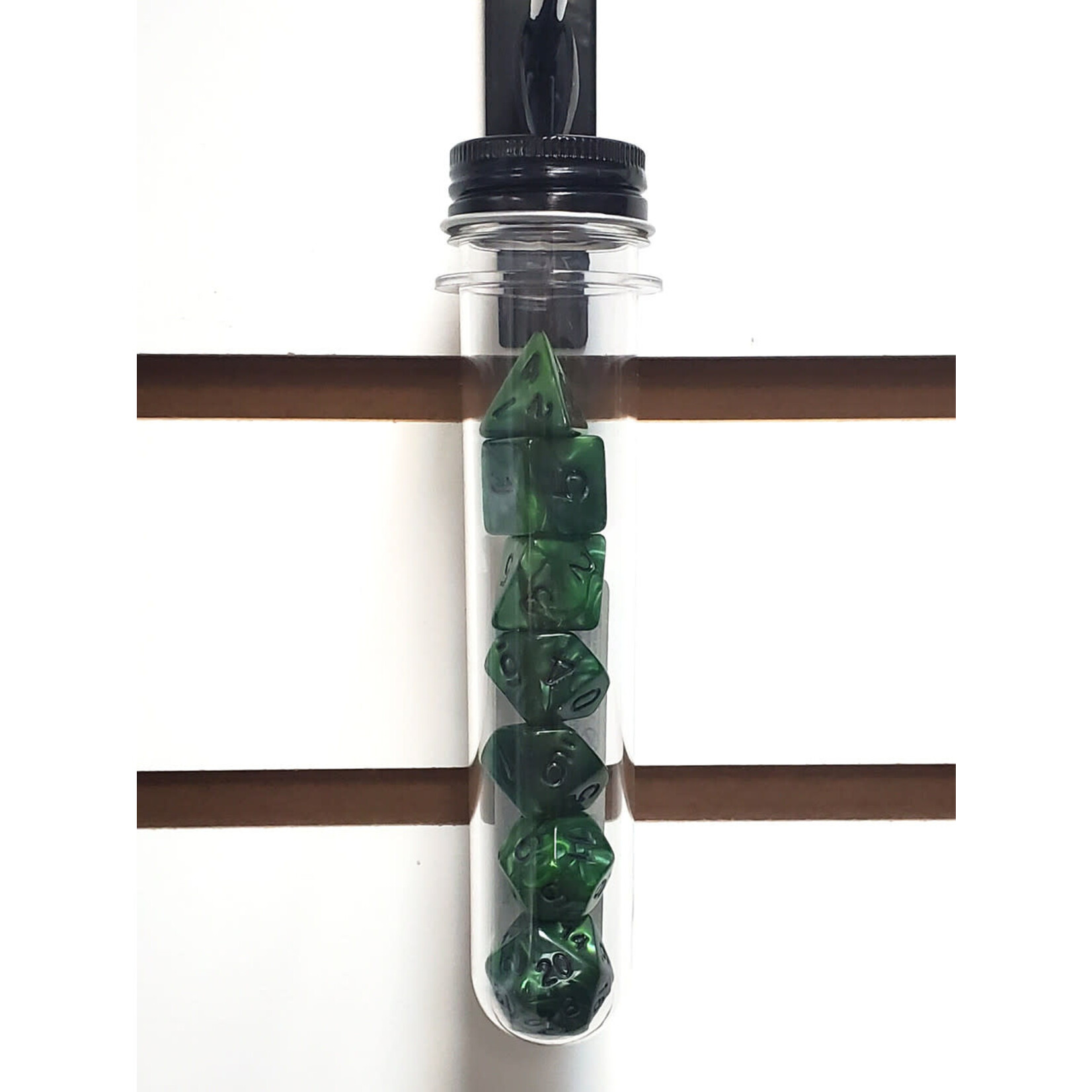 OLD SCHOOL DICE & ACCESSORIES PEARL DROP FOREST GREEN W/ BLACK 7PC SET