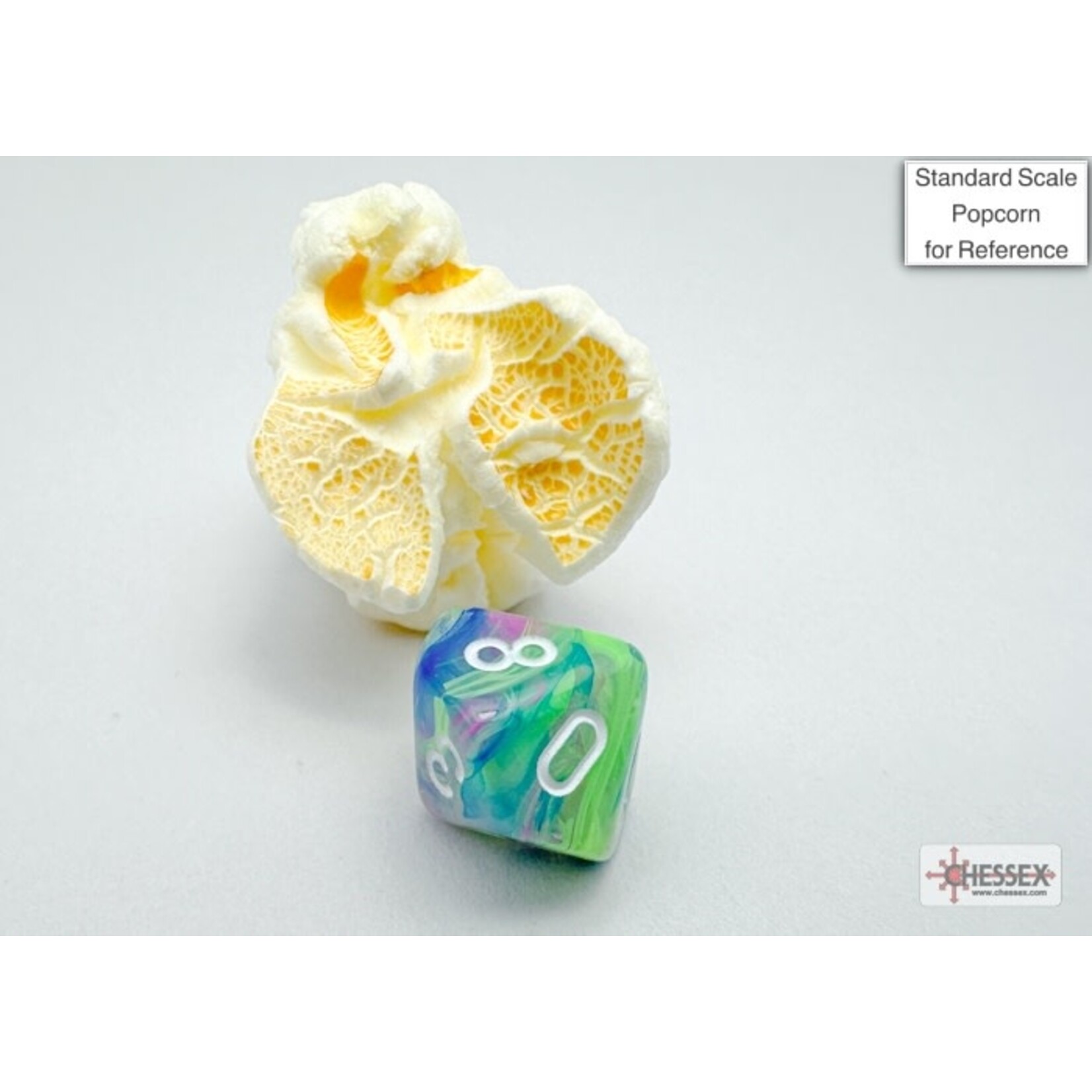 CHESSEX MINI FESTIVE WATERLILY/WHITE 7-DIE SET