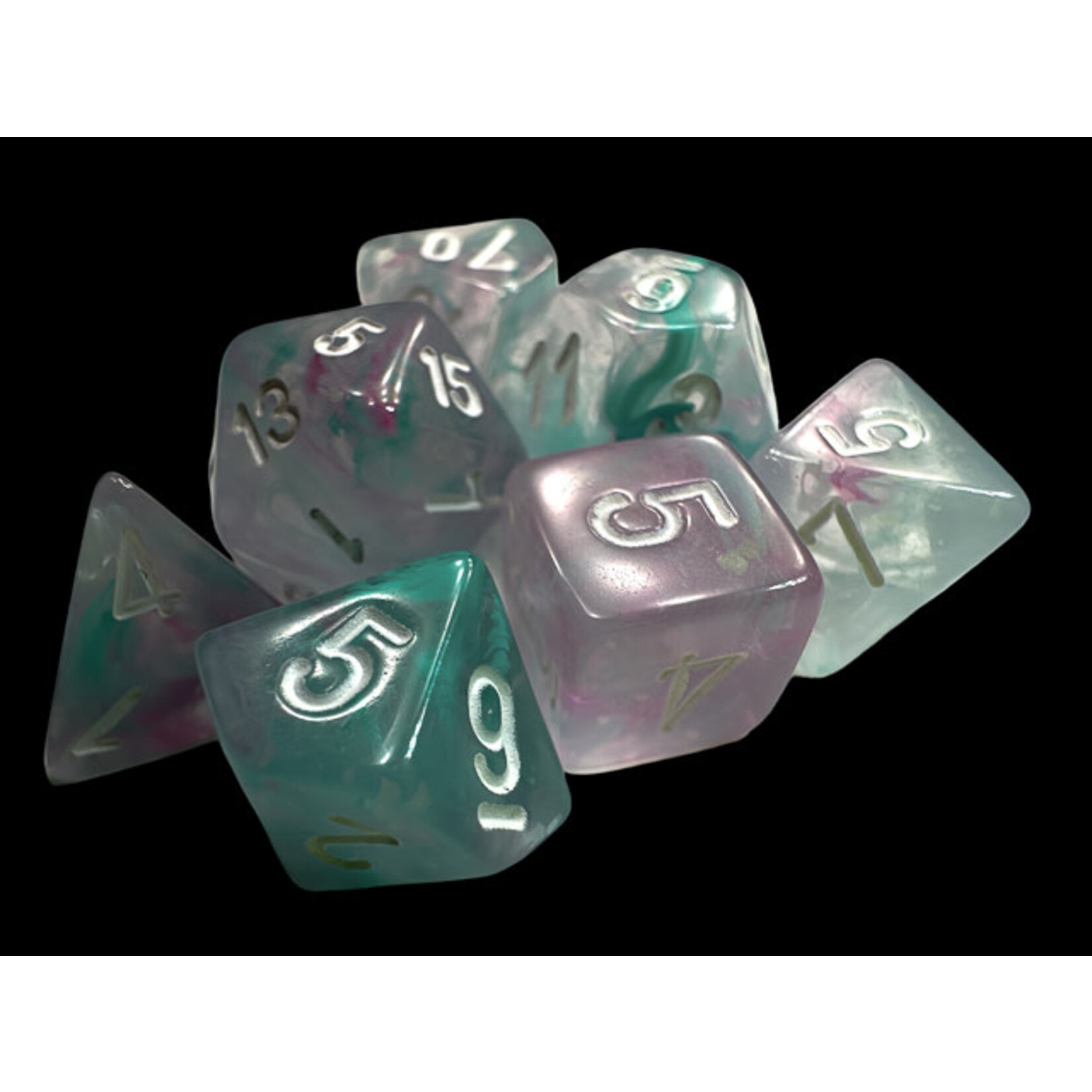 CHESSEX MINI NEBULA WISTERIA/WHITE 7-DIE SET