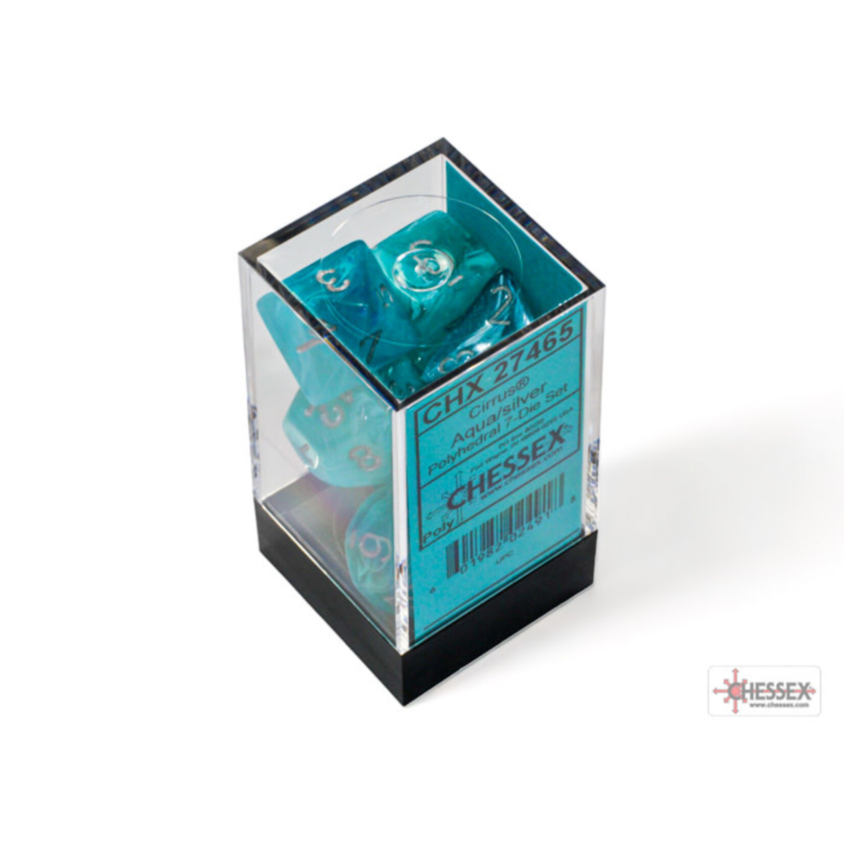 CHESSEX CIRRUS AQUA/SILVER 7-DIE SET CHX27465