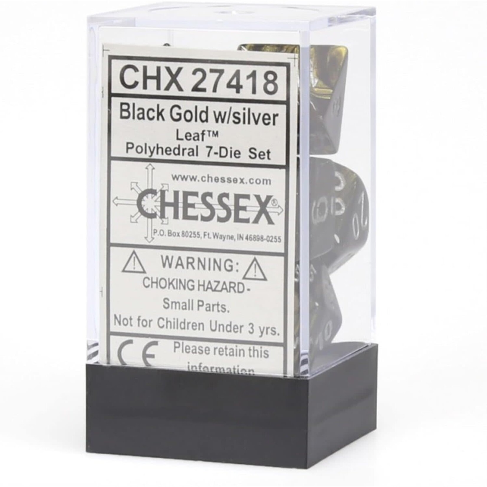 CHESSEX CHX27418 LEAF BLK GOLD/SILVER 7-DIE SET