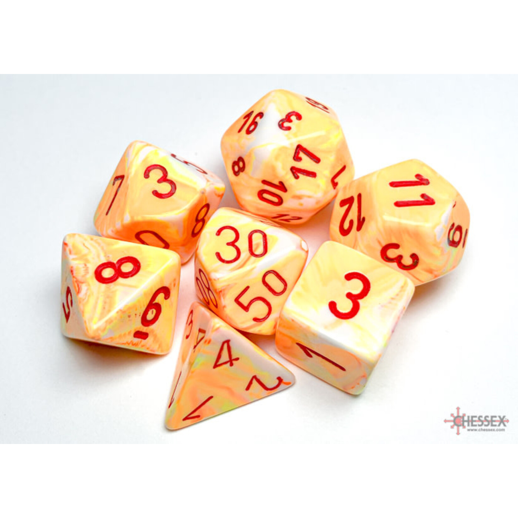 CHESSEX CHX27453 FESTIVE SUNBURST/RED 7-DIE SET