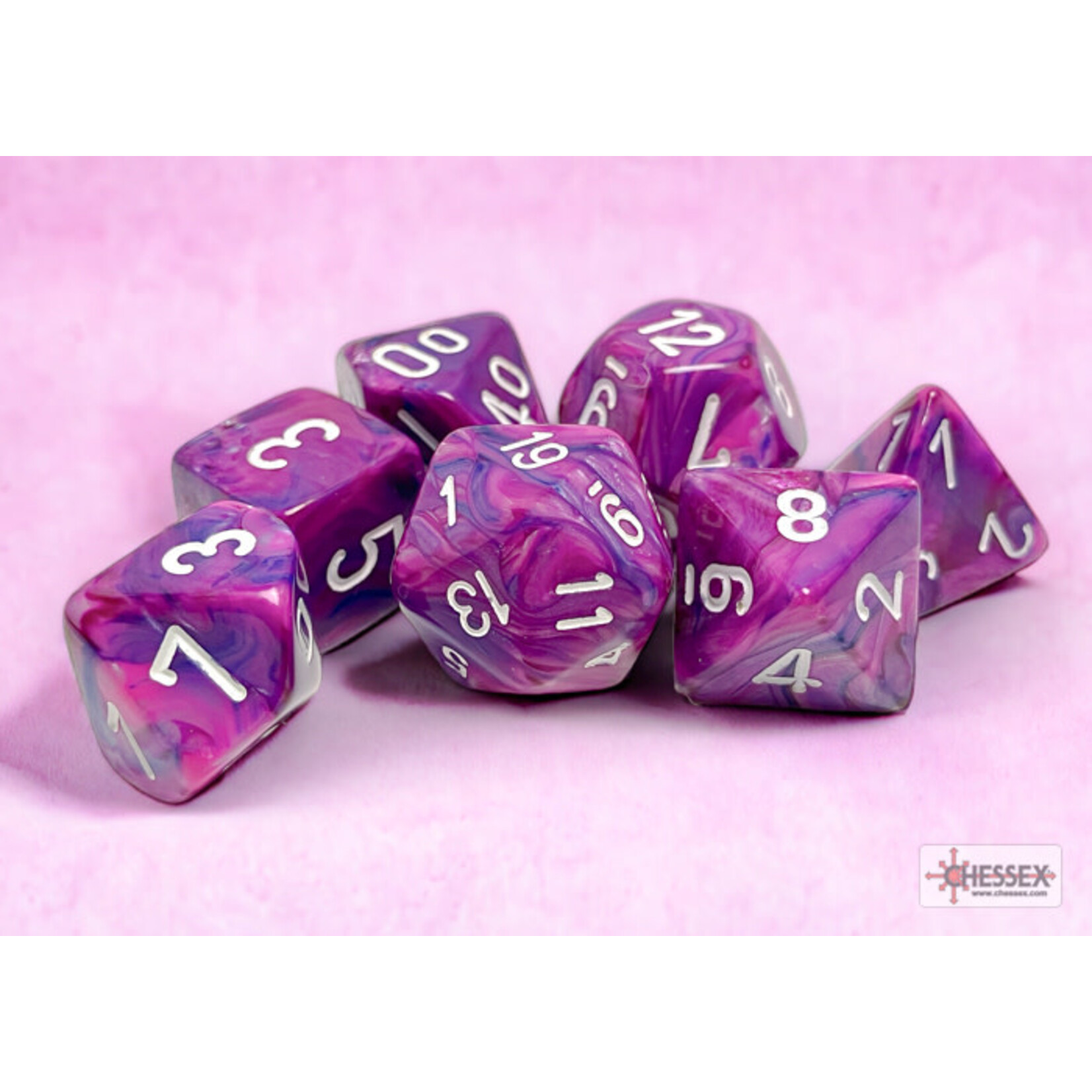 CHESSEX CHX27457 FESTIVE VIOLET/WHITE 7-DIE SET