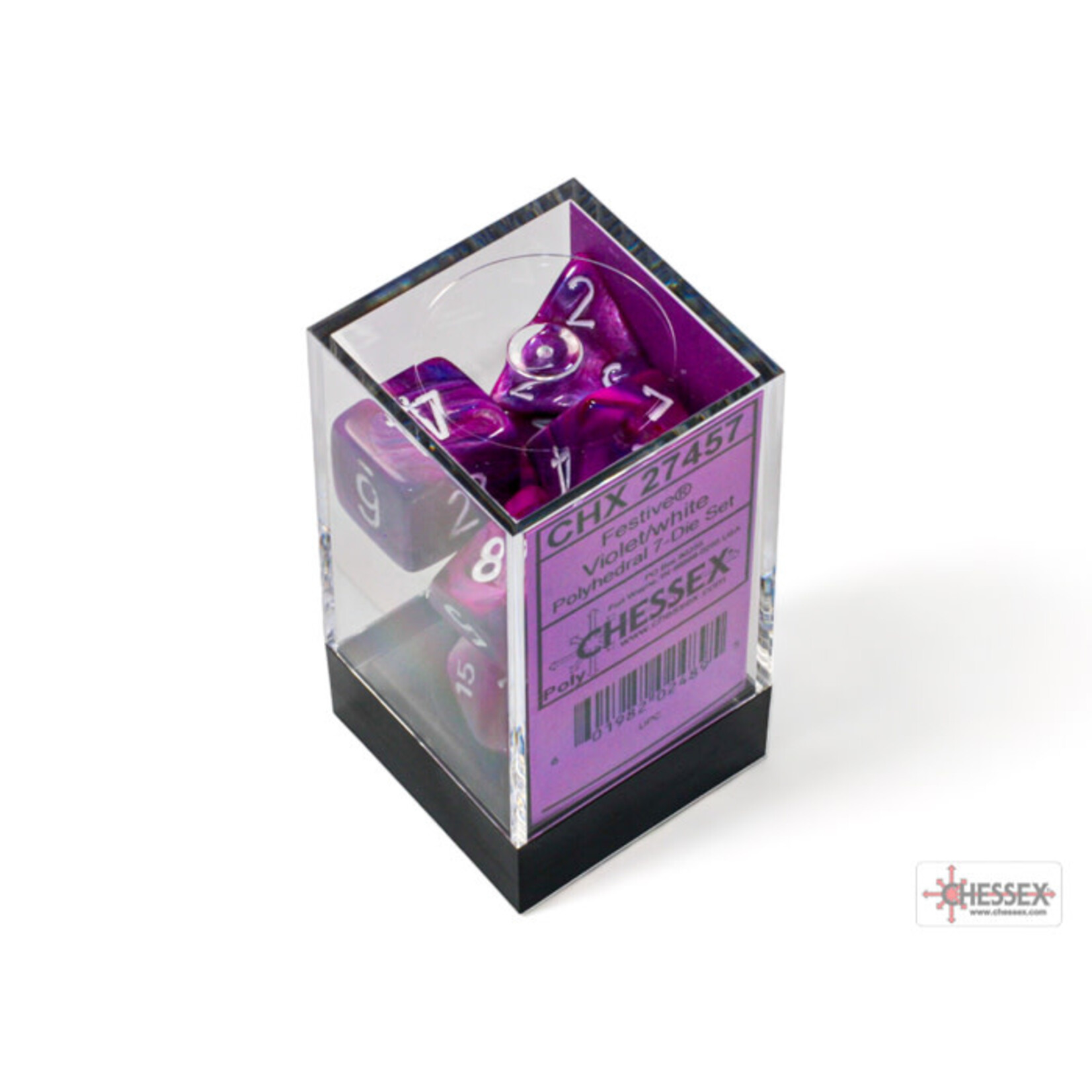CHESSEX CHX27457 FESTIVE VIOLET/WHITE 7-DIE SET