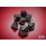 CHESSEX BLACK / RED 7 DIE SET VELVET
