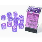 CHESSEX BOREALIS PURPLE / WHITE LUMINARY 16mm d6 12 DICE SET