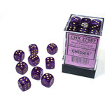 CHESSEX BOREALIS ROYAL PURPLE /GOLD 12mm d6 36 DICE SET