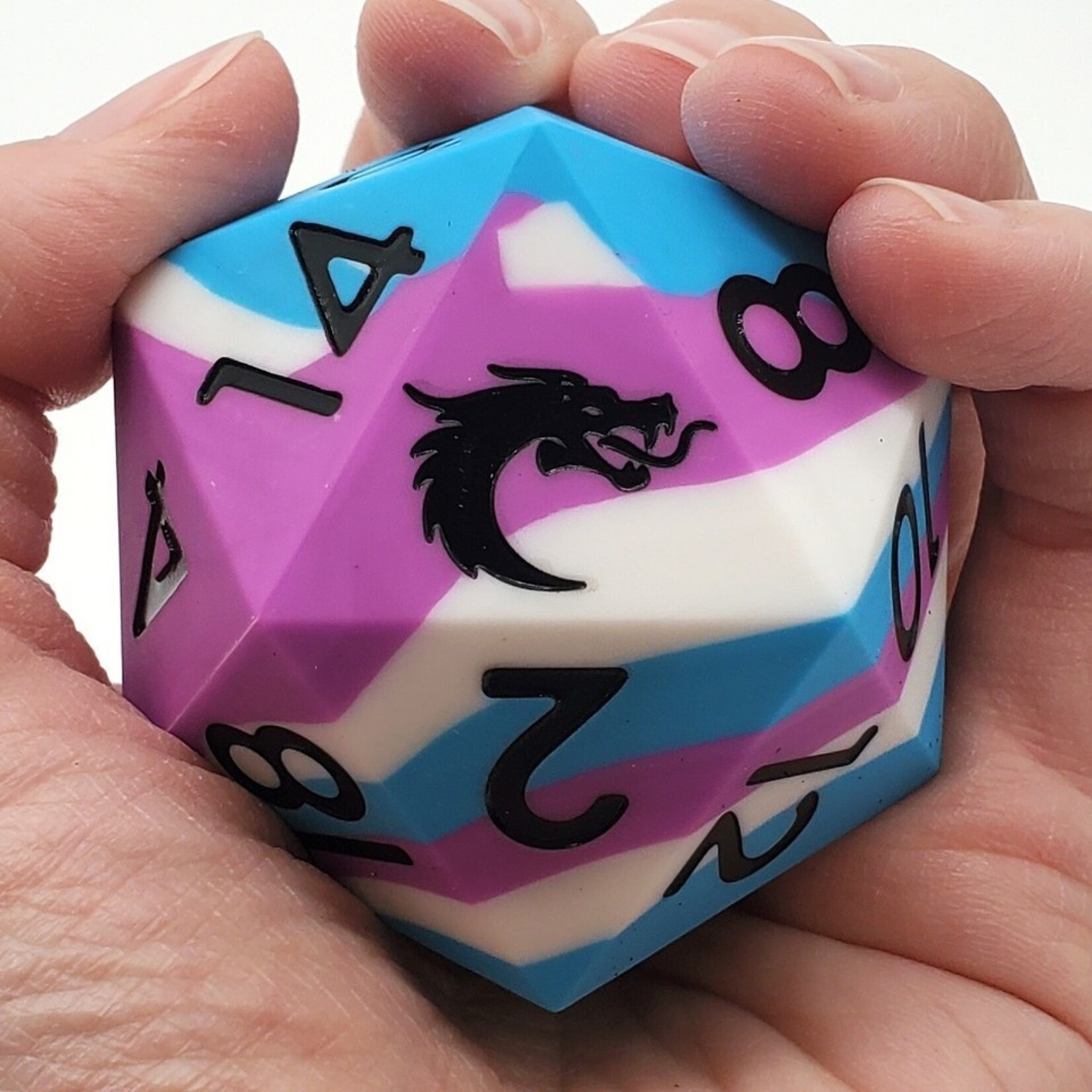 OLD SCHOOL DICE & ACCESSORIES SILICONE BLUE WHITE LILAC 50mm d20
