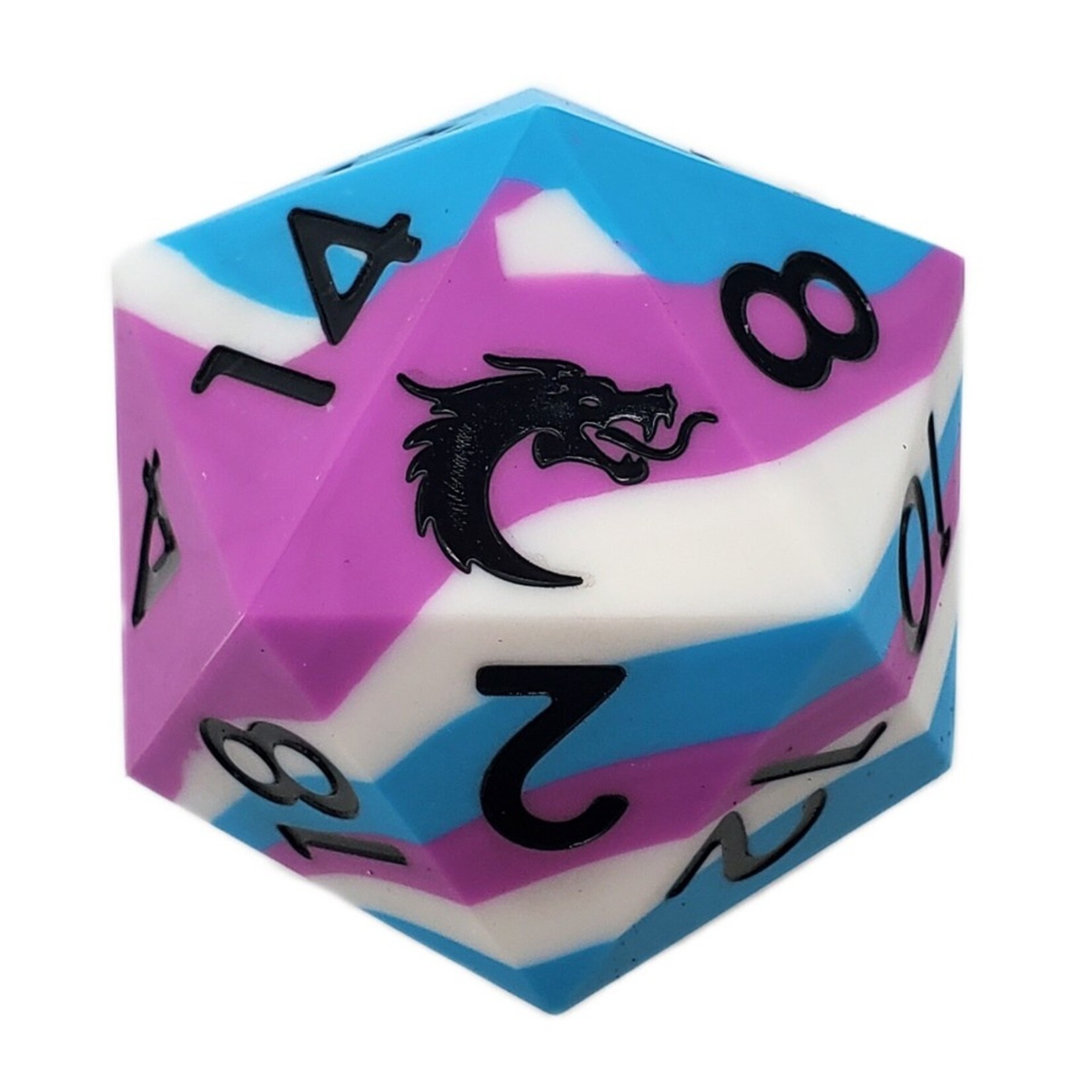 OLD SCHOOL DICE & ACCESSORIES SILICONE BLUE WHITE LILAC 50mm d20