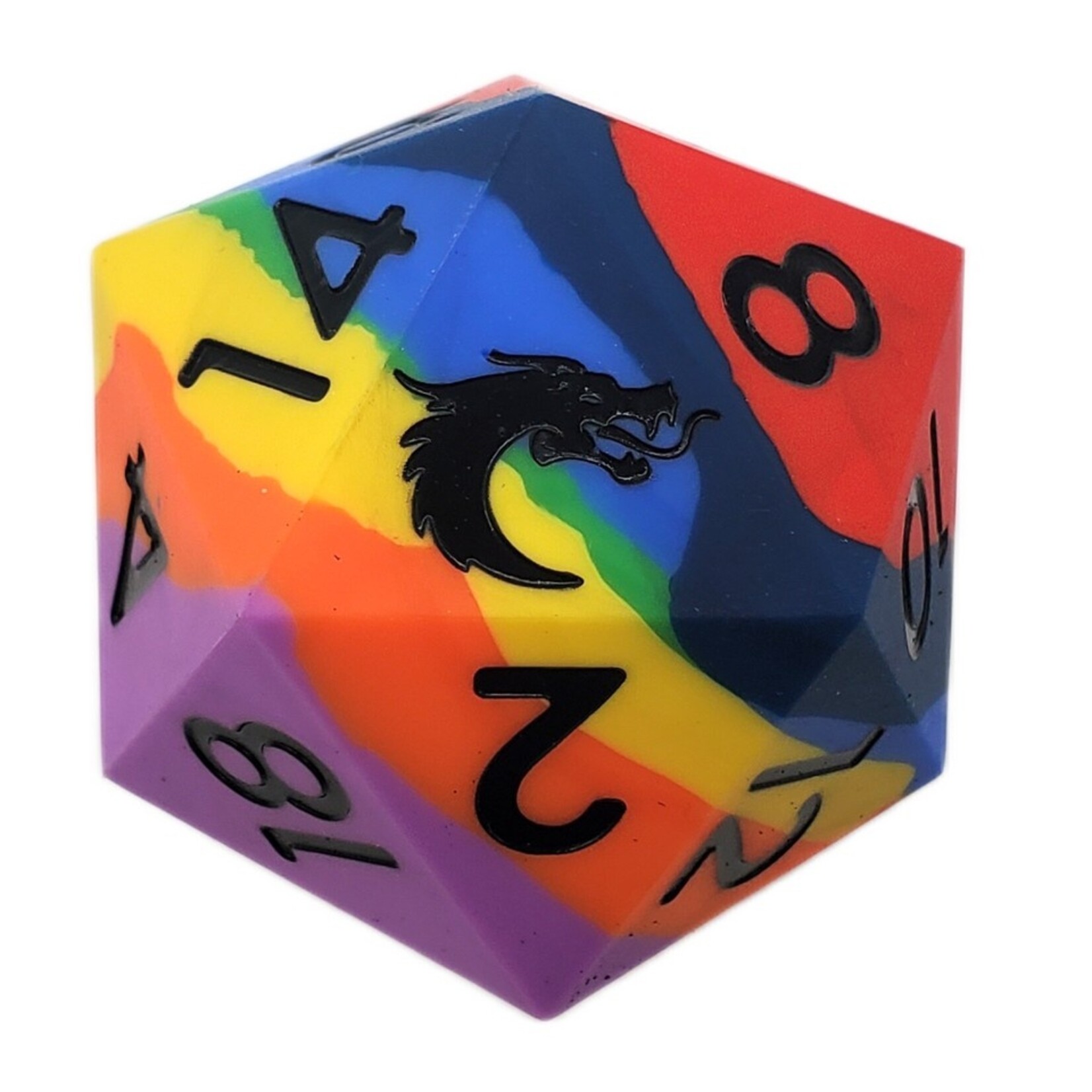 OLD SCHOOL DICE & ACCESSORIES SILICONE RAINBOW 50MM D20