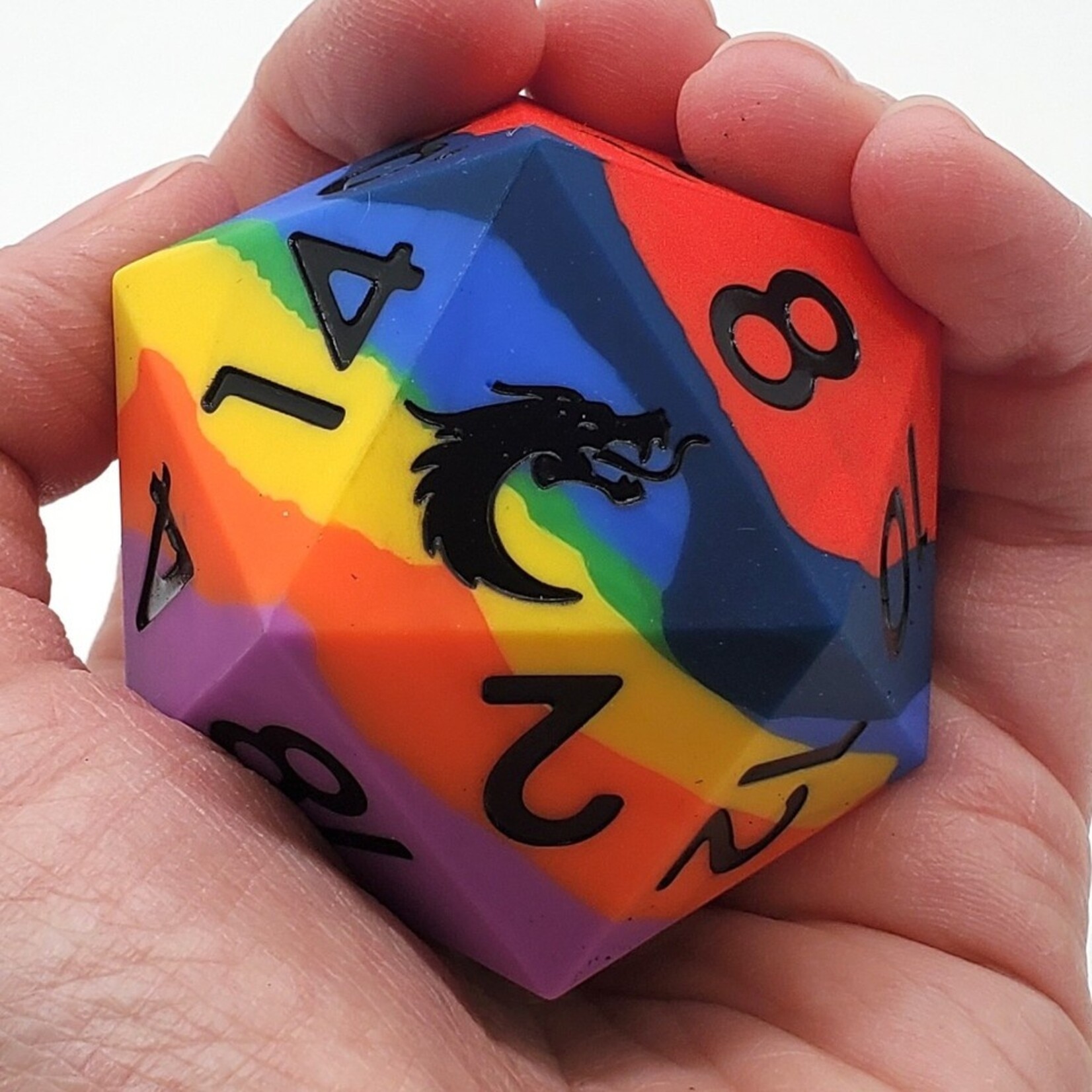 OLD SCHOOL DICE & ACCESSORIES SILICONE RAINBOW 50MM D20