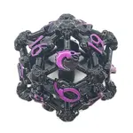 OLD SCHOOL DICE & ACCESSORIES SPINDOWN d20 HOLLOW SKULL BLACK NICKEL W/ PURPLE