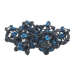 OLD SCHOOL DICE & ACCESSORIES HOLLOW SKULL DICE BLACK NICKEL W/BLUE  7PC SET