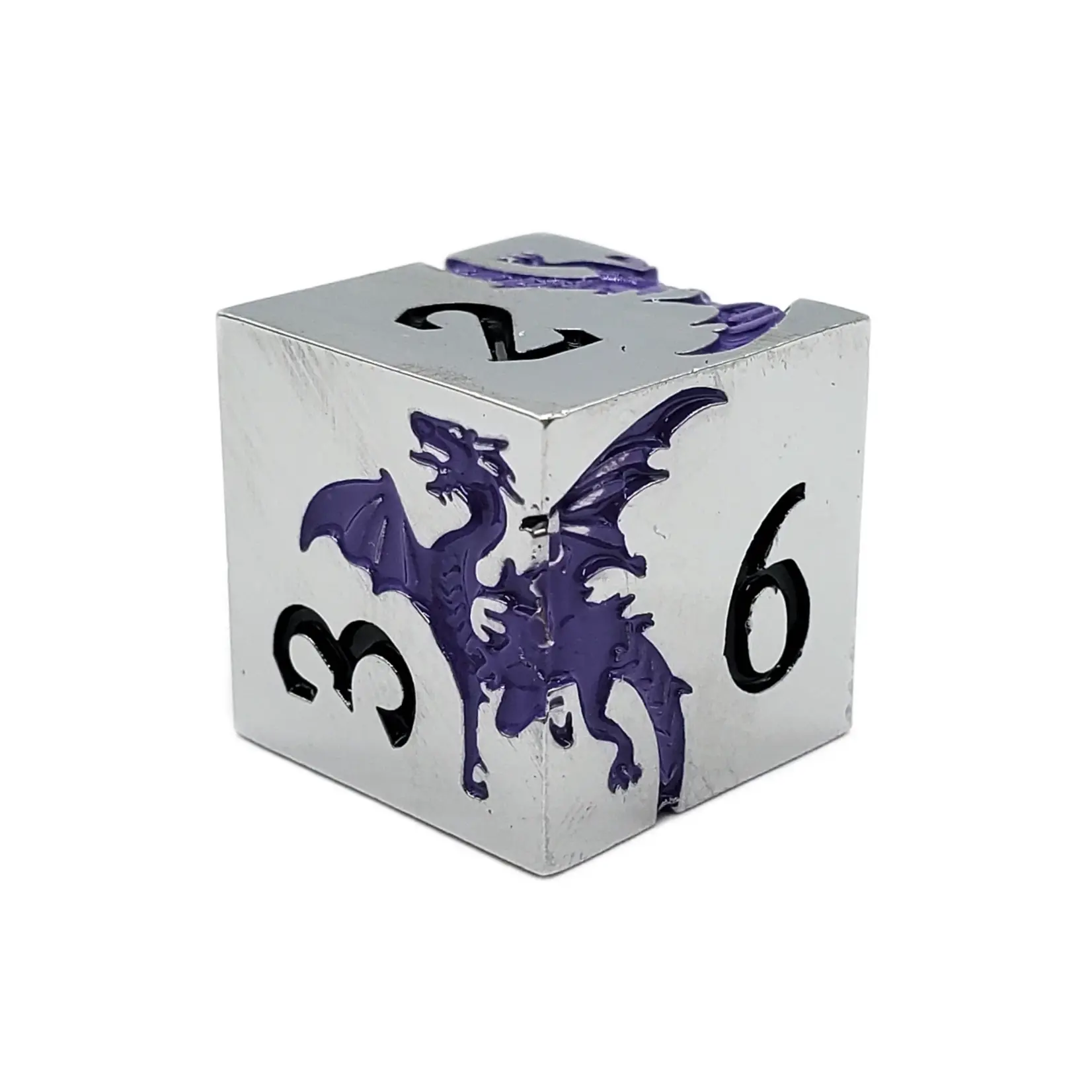 OLD SCHOOL DICE & ACCESSORIES SOARING DRAGON PURPLE W/ SILVER 7-DIE SET