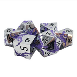 OLD SCHOOL DICE & ACCESSORIES SOARING DRAGON PURPLE W/ SILVER 7-DIE SET