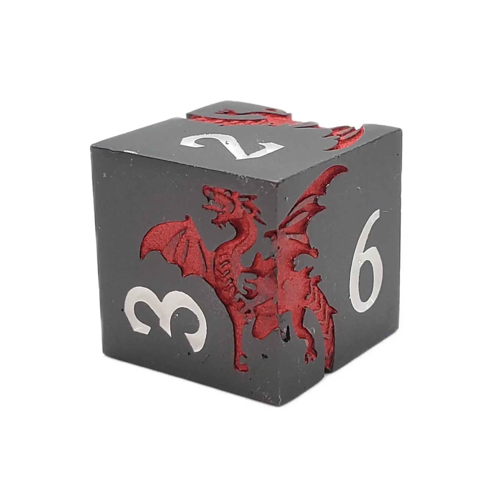 OLD SCHOOL DICE & ACCESSORIES SOARING DRAGON RED W/ MATTE BLACK 7-DIE SET