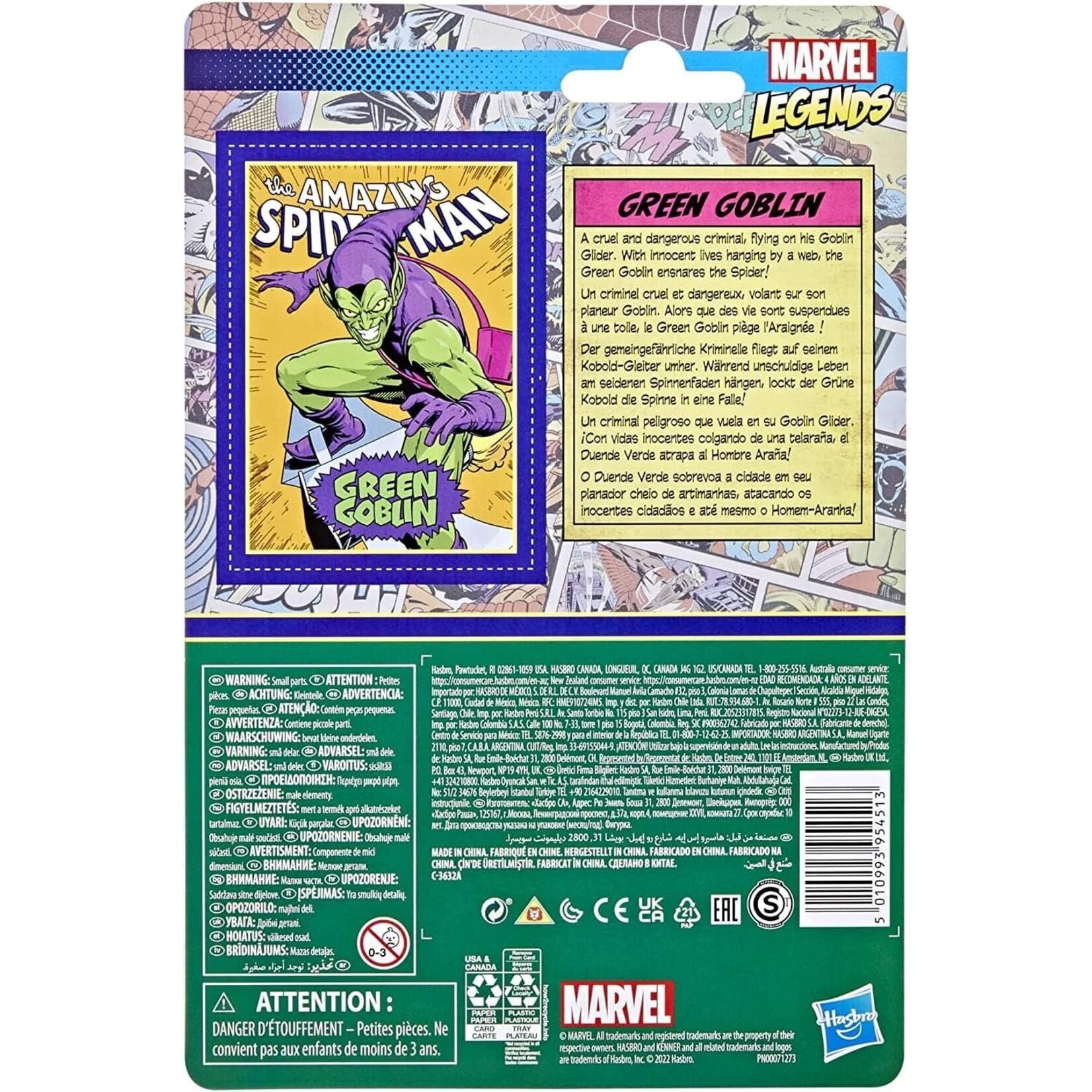HASBRO GREEN GOBLIN 3.75" KENNER RETRO CARD