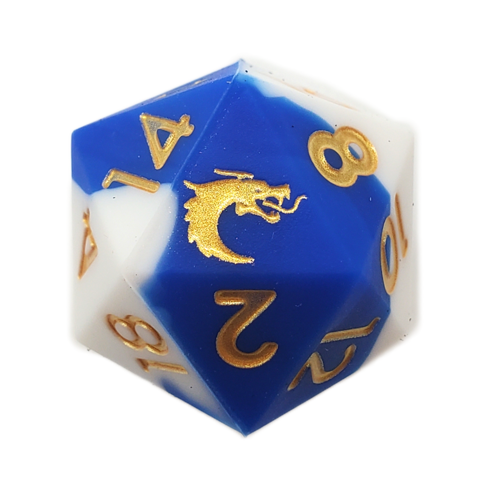 OLD SCHOOL DICE & ACCESSORIES SILICONE BLUE & WHITE W/ GOLD  7-DIE SET