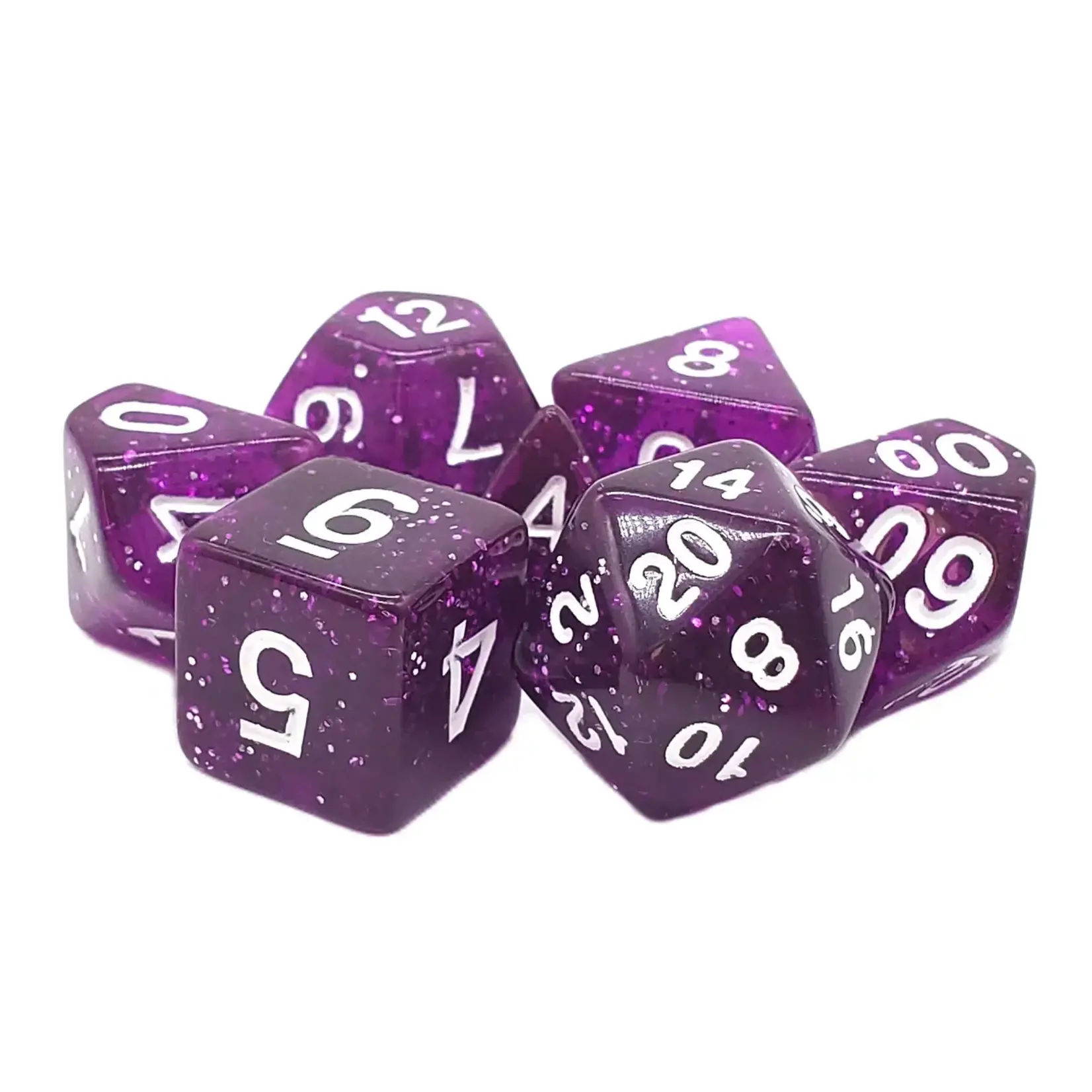 OLD SCHOOL DICE & ACCESSORIES SPARKLE TRANSLUCENT PURPLE 7PC SET