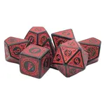 OLD SCHOOL DICE & ACCESSORIES MAGICAL RUNES RED 7PC SET