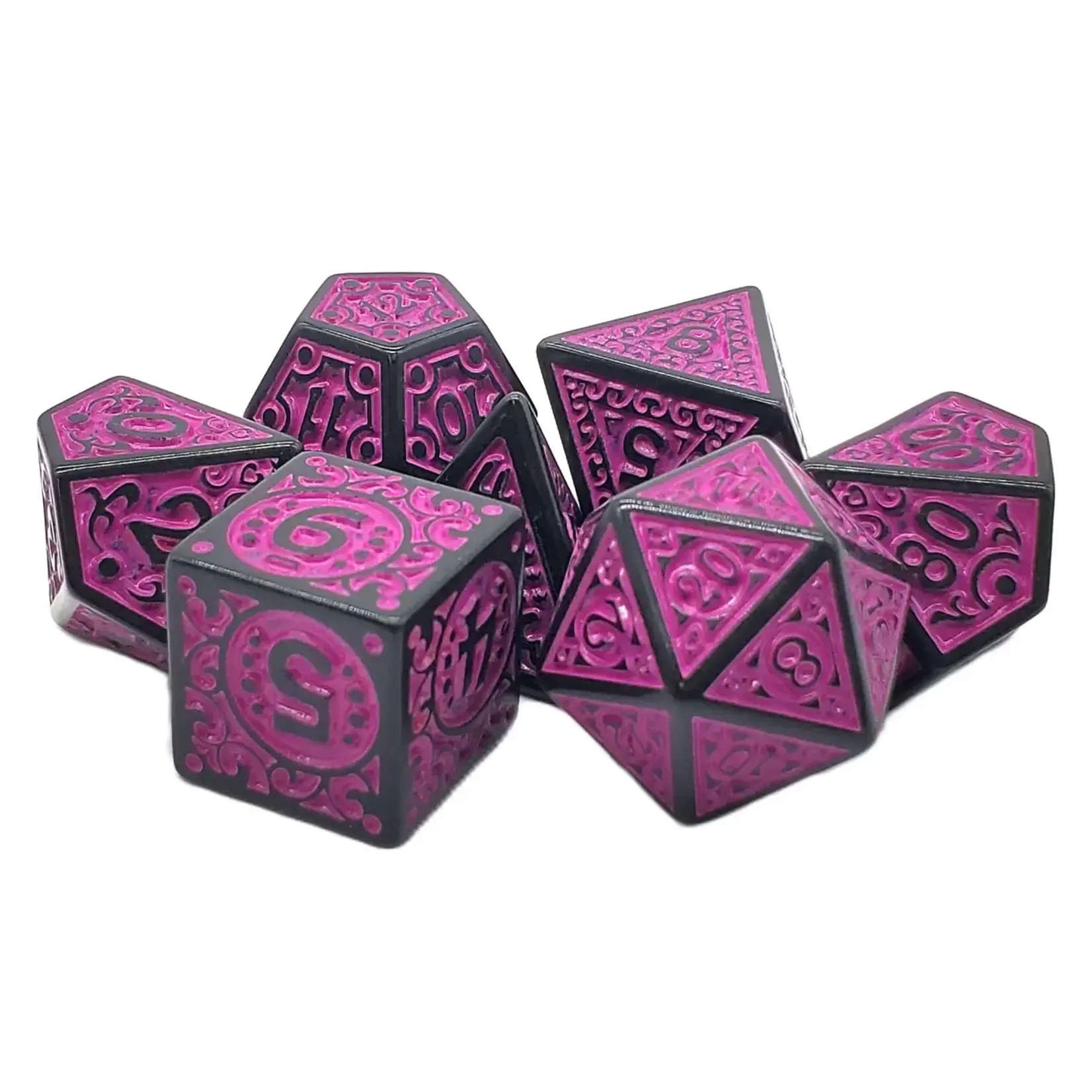 OLD SCHOOL DICE & ACCESSORIES MAGICAL RUNES PURPLE 7PC SET