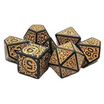 OLD SCHOOL DICE & ACCESSORIES MAGICAL RUNES GOLD 7PC SET