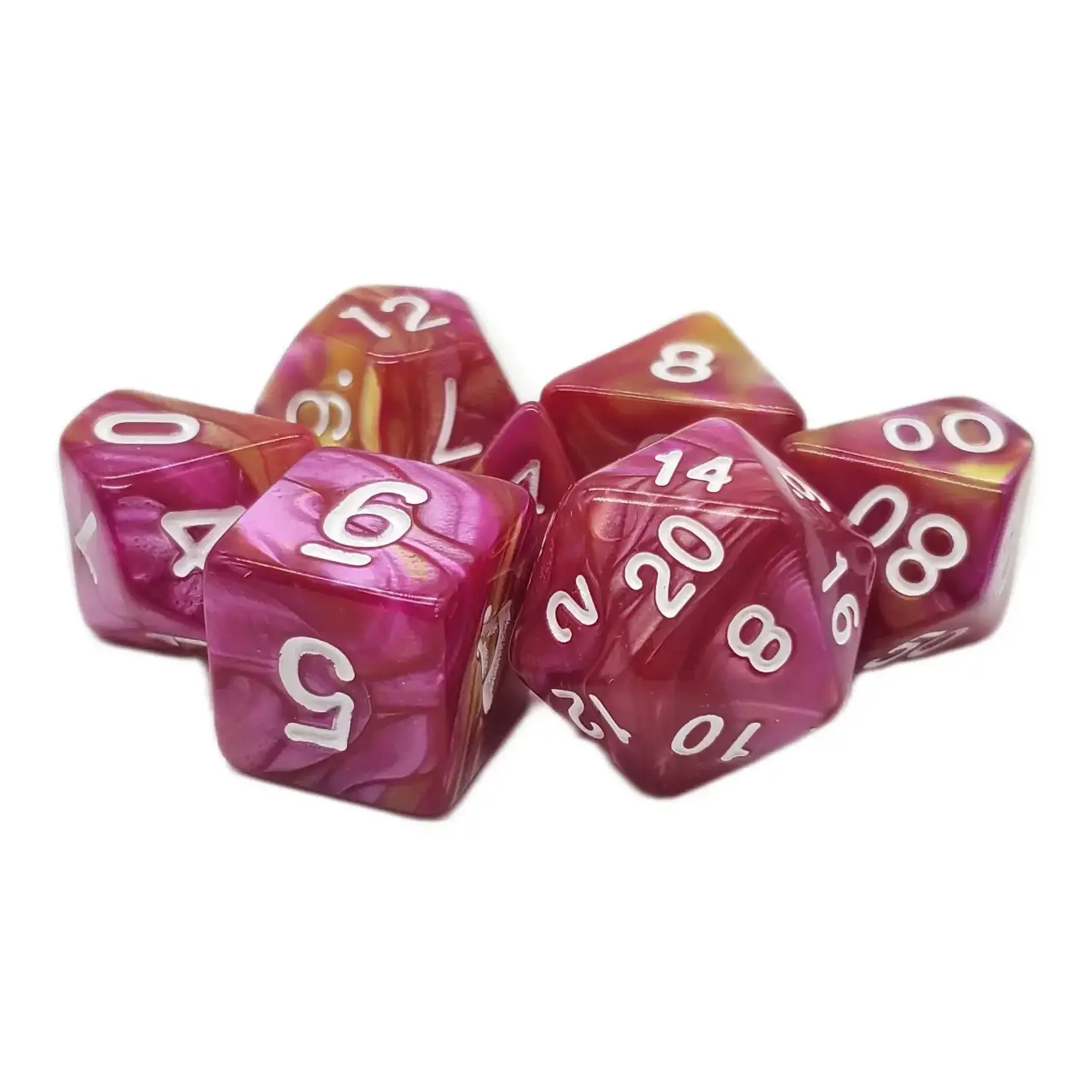 OLD SCHOOL DICE & ACCESSORIES VORPAL ROSE RED AND YELLOW 7PC SET