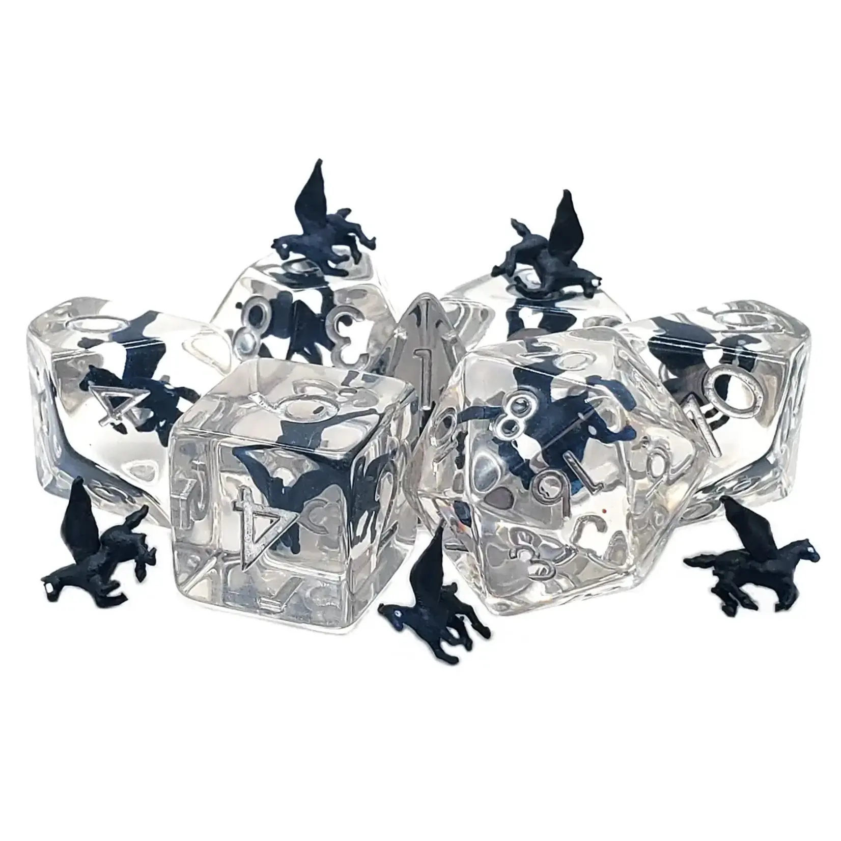 OLD SCHOOL DICE & ACCESSORIES INFUSED BLUE PEGASUS 7PC SET