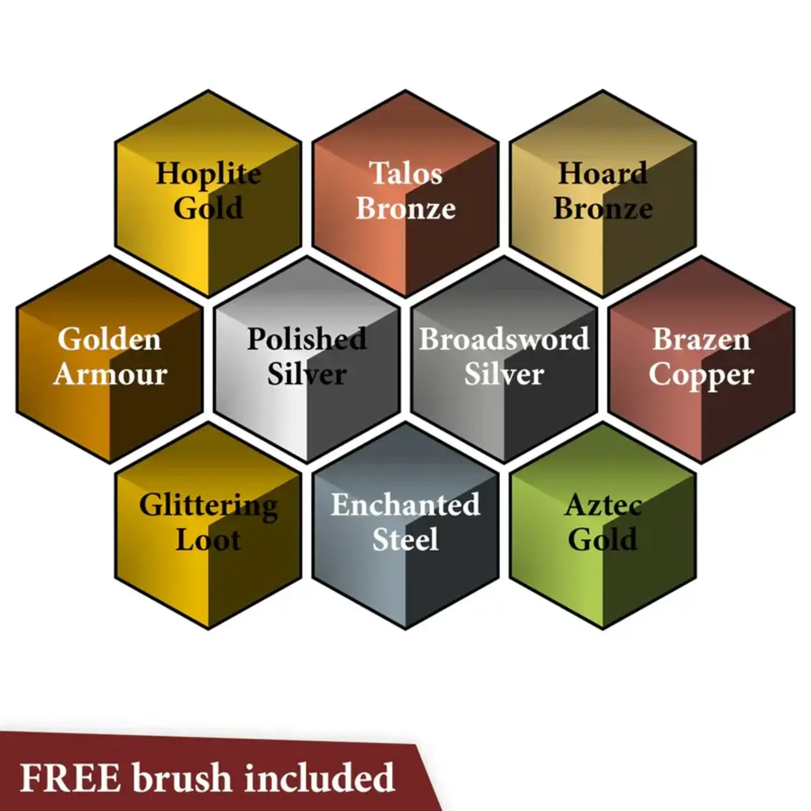THE ARMY PAINTER METALLICS PAINT SET 2.0 10CT w/ BRUSH
