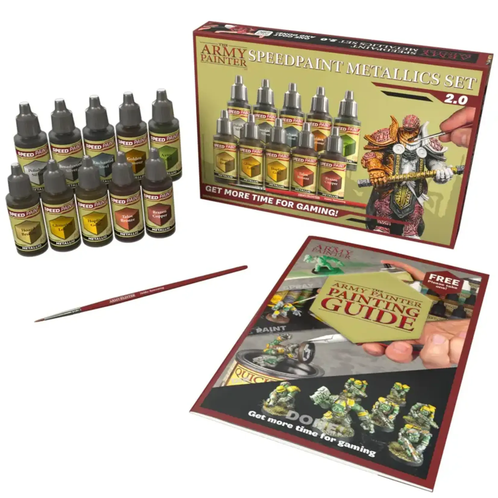 THE ARMY PAINTER METALLICS PAINT SET 2.0 10CT w/ BRUSH