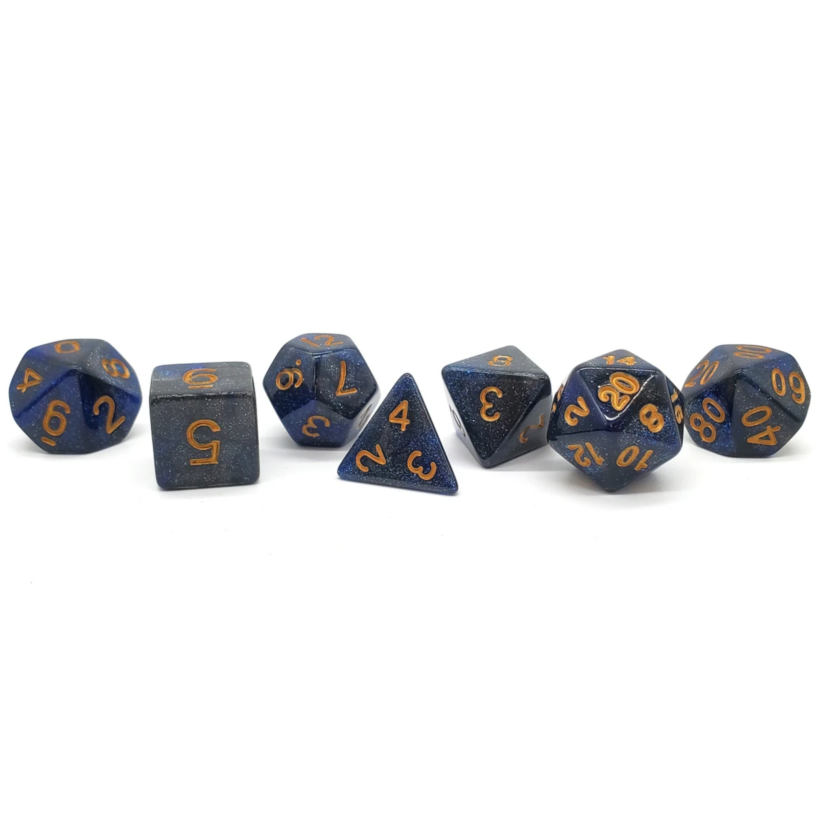 OLD SCHOOL DICE & ACCESSORIES GALAXY DEEP BLUE & BLACK 7PC SET