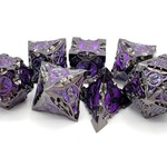 OLD SCHOOL DICE & ACCESSORIES GNOME FORGED BLACK NICKEL w/ PURPLE STANDARD METAL 7PC SET