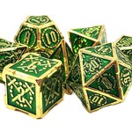 OLD SCHOOL DICE & ACCESSORIES KNIGHTS OF THE ROUND TABLE GREEN/GOLD METAL 7PC SET