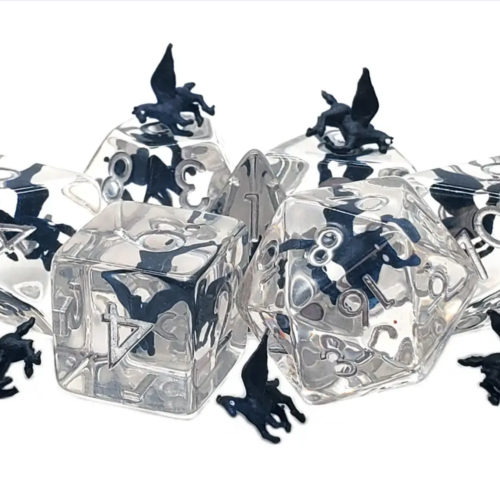 OLD SCHOOL DICE & ACCESSORIES INFUSED BLUE PEGASUS 7PC SET