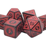 OLD SCHOOL DICE & ACCESSORIES MAGICAL RUNES RED 7PC SET