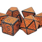OLD SCHOOL DICE & ACCESSORIES MAGICAL RUNES ORANGE 7PC SET
