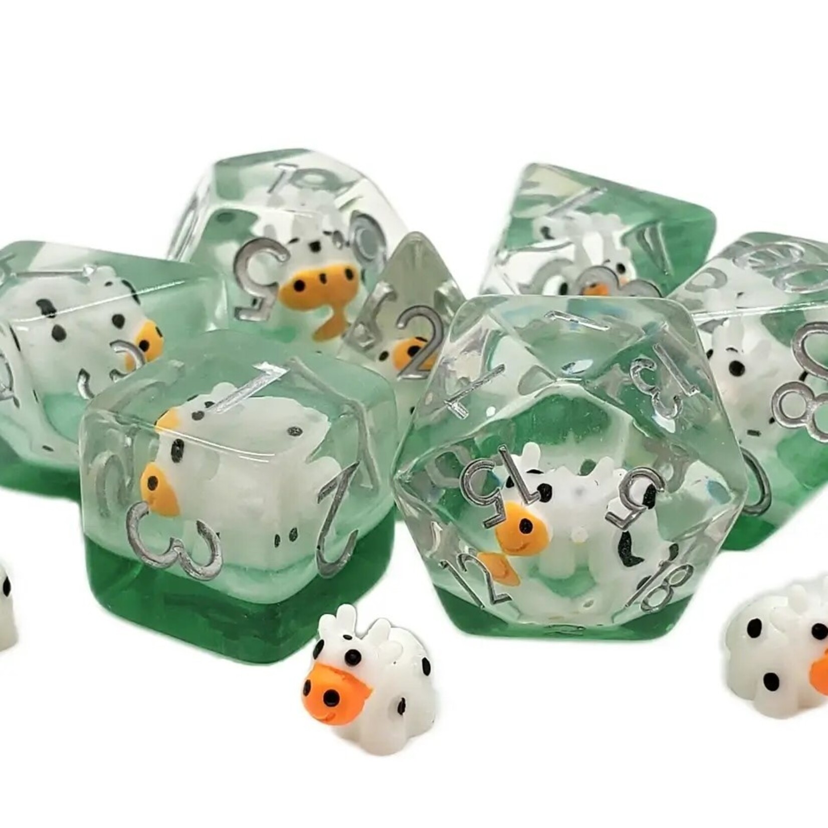 OLD SCHOOL DICE & ACCESSORIES ANIMAL KINGDOM COW 7PC SET