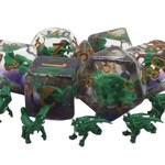 OLD SCHOOL DICE & ACCESSORIES INFUSED GREEN DRAGON 7PC SET