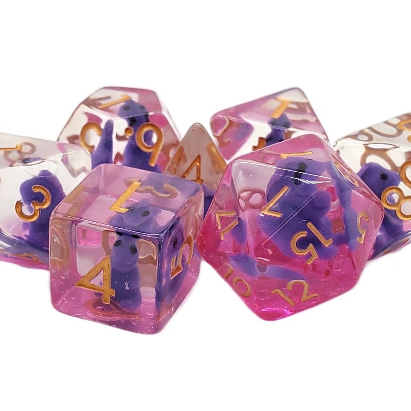 OLD SCHOOL DICE & ACCESSORIES ANIMAL KINGDOM BABY T-REX PURPLE 7PC SET