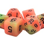 OLD SCHOOL DICE & ACCESSORIES GLOW DICE GREEN AND ORANGE 7PC SET - OLD SCHOOL DICE