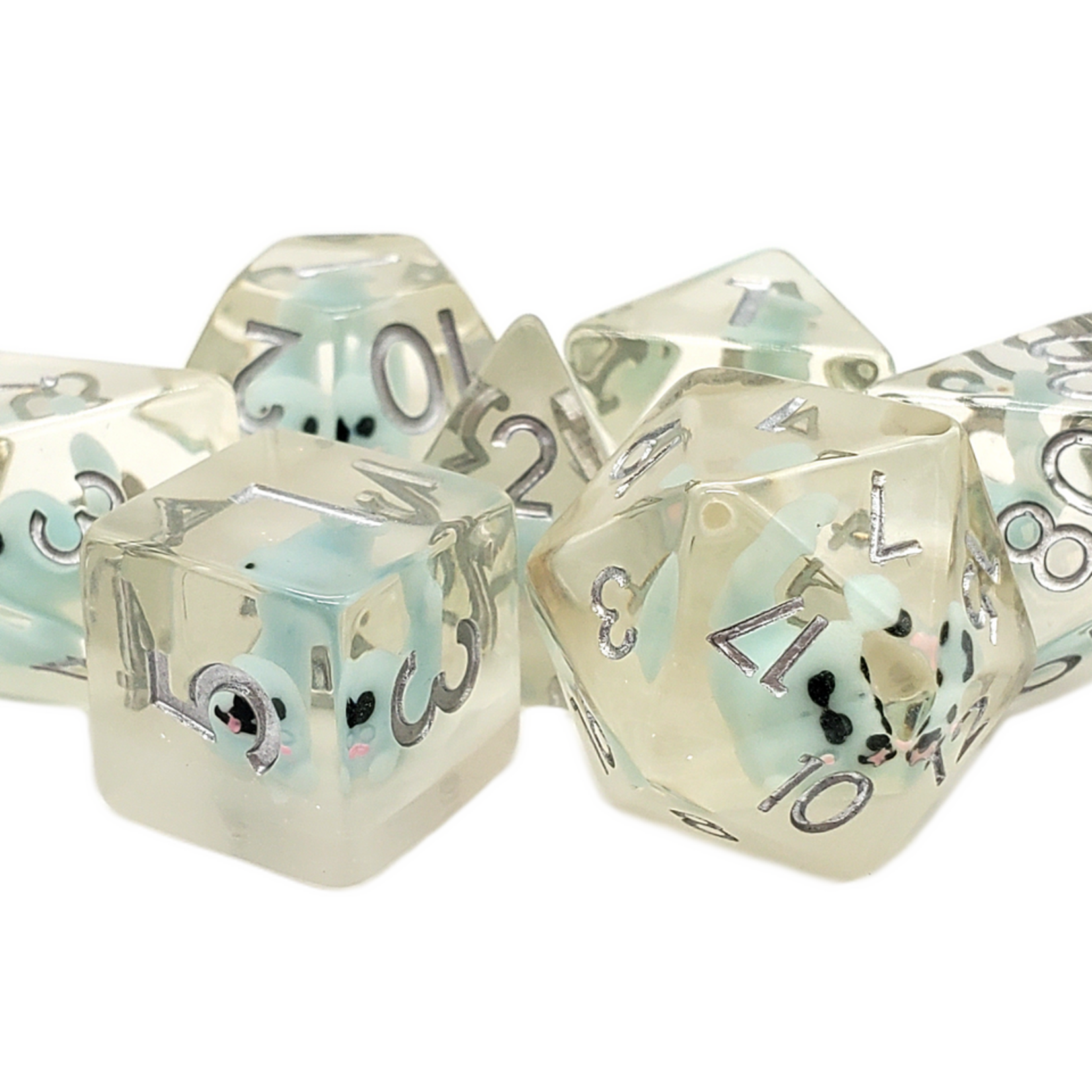 OLD SCHOOL DICE & ACCESSORIES ANIMAL KINGDOM BABY SEAL LT BLUE 7-DIE SET