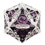 OLD SCHOOL DICE & ACCESSORIES GNOME FORGED SILVER w/ PURPLE METAL D20