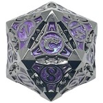OLD SCHOOL DICE & ACCESSORIES GNOME FORGED BLACK NICKEL W/ PURPLE METAL 40mm D20