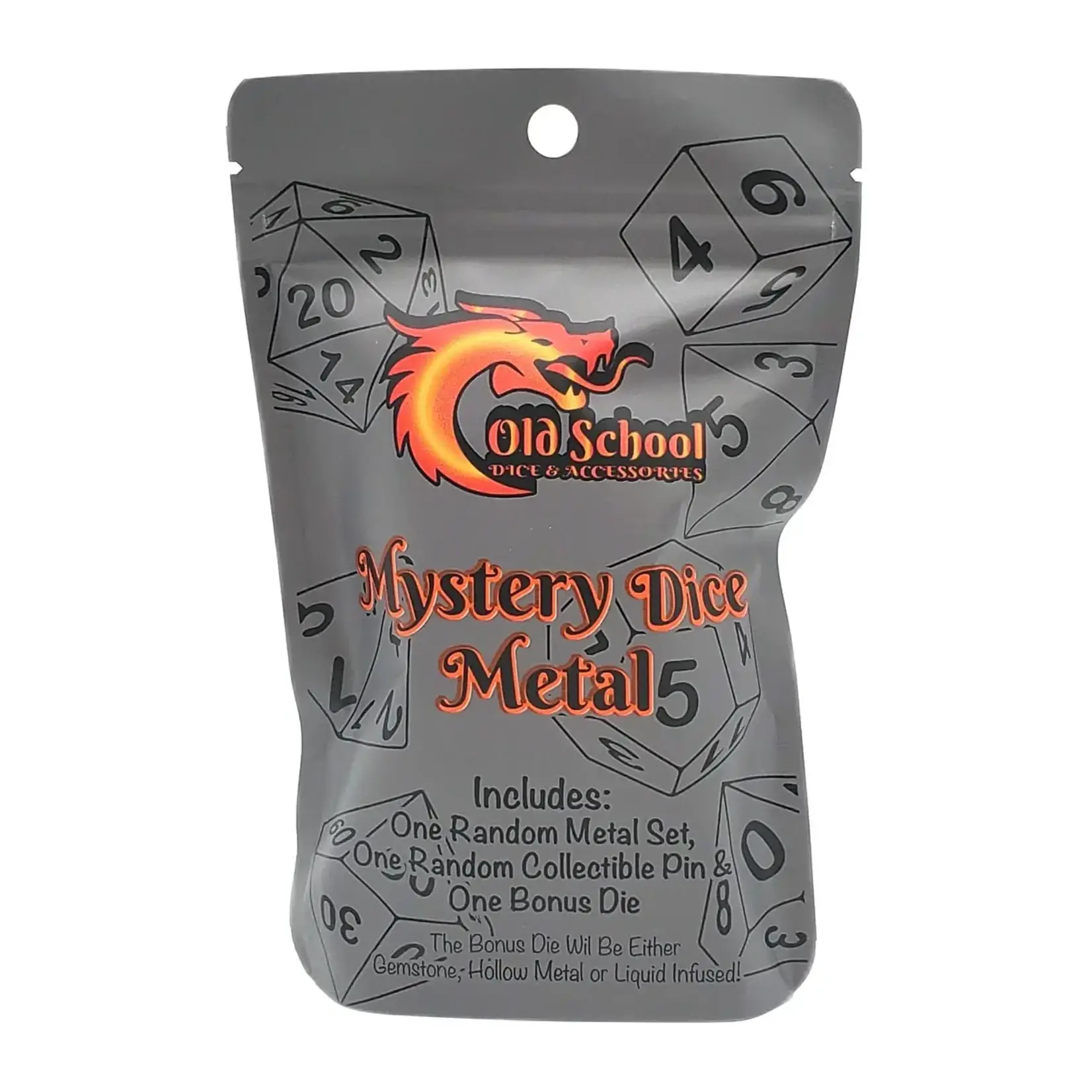 OLD SCHOOL DICE & ACCESSORIES METAL MYSTERY DICE W/BONUS PIN & DIE