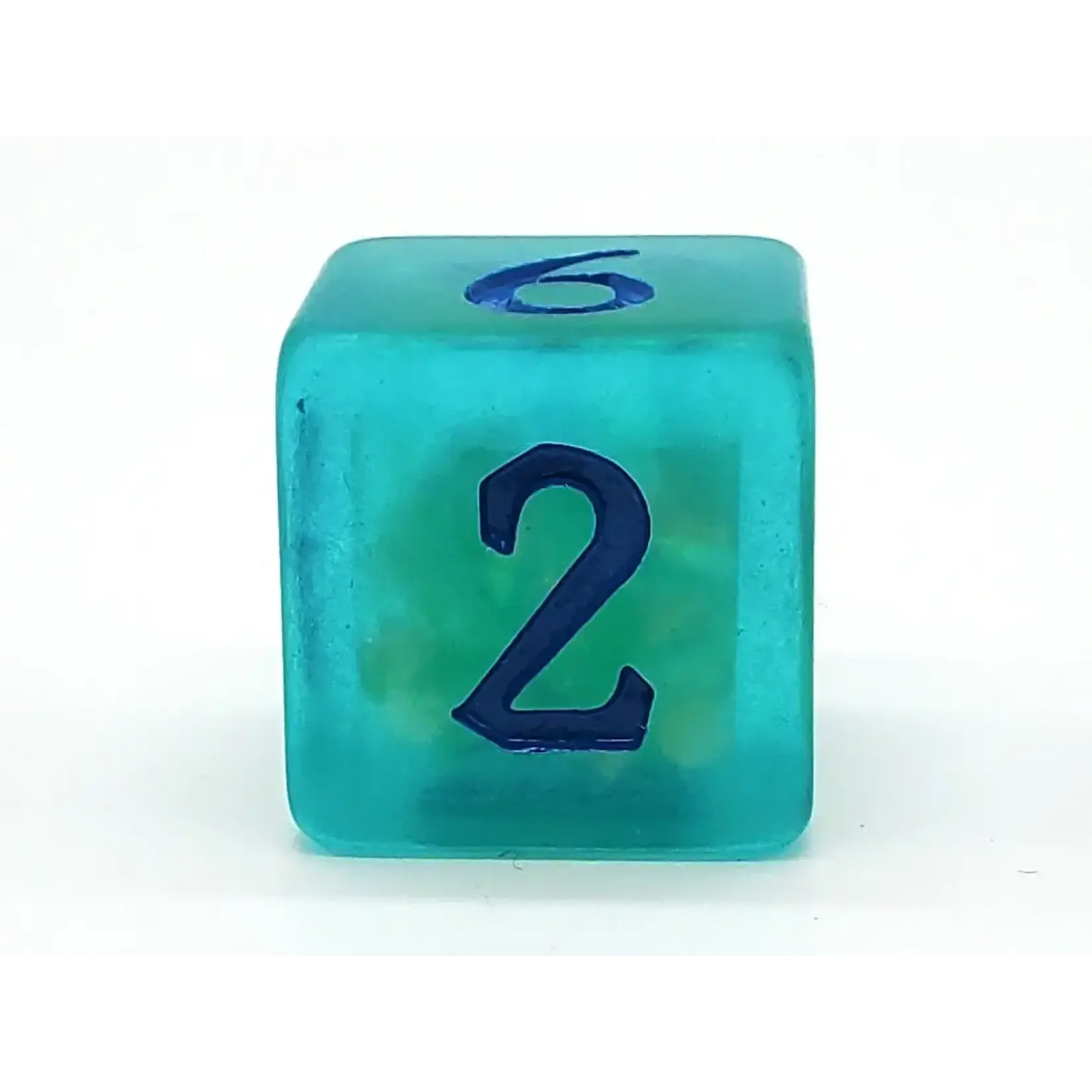 OLD SCHOOL DICE & ACCESSORIES INFUSED FROSTED FIREFLY CYAN W/ BLUE 7PC SET