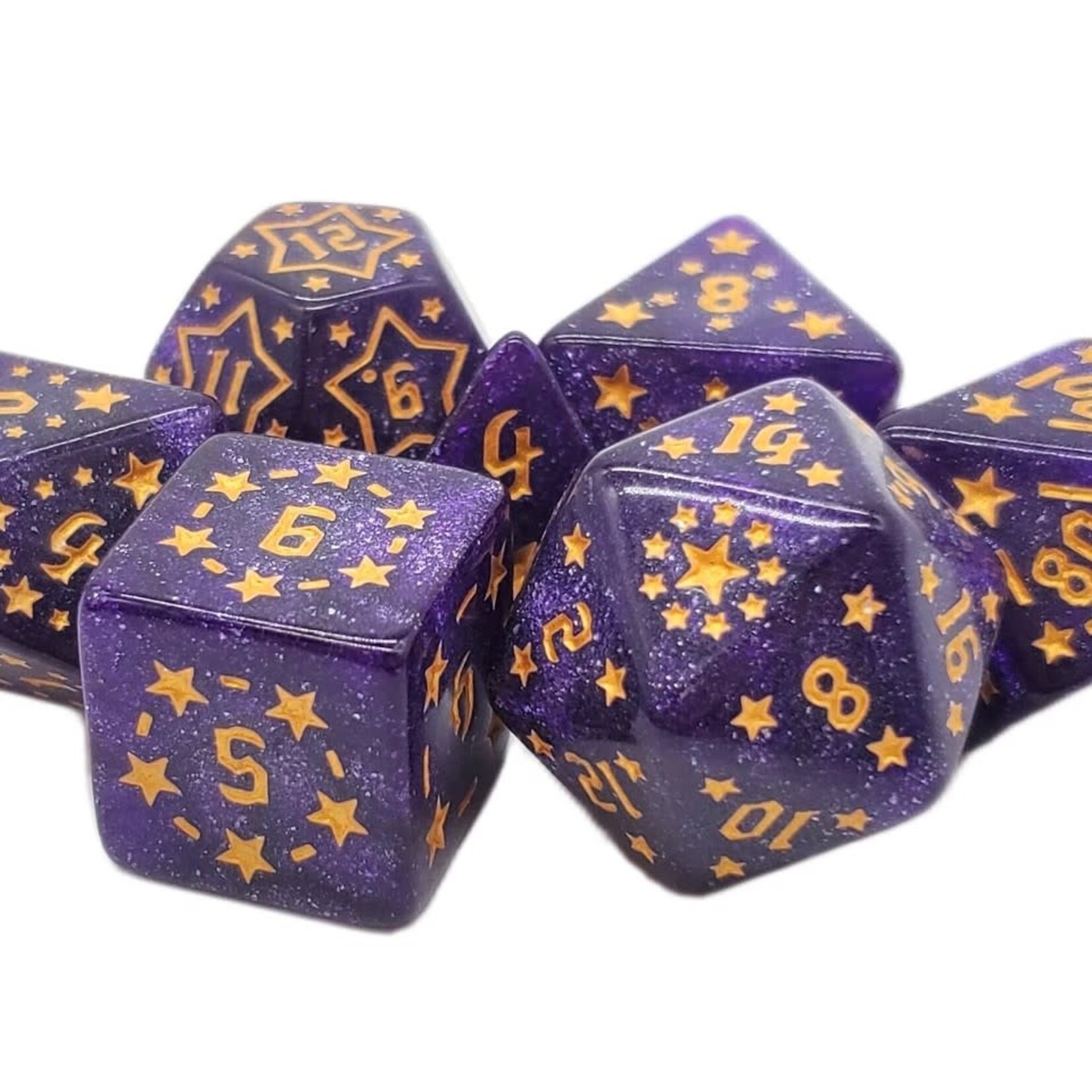 OLD SCHOOL DICE & ACCESSORIES RUNE DICE STARLIGHT PURPLE 7PC SET