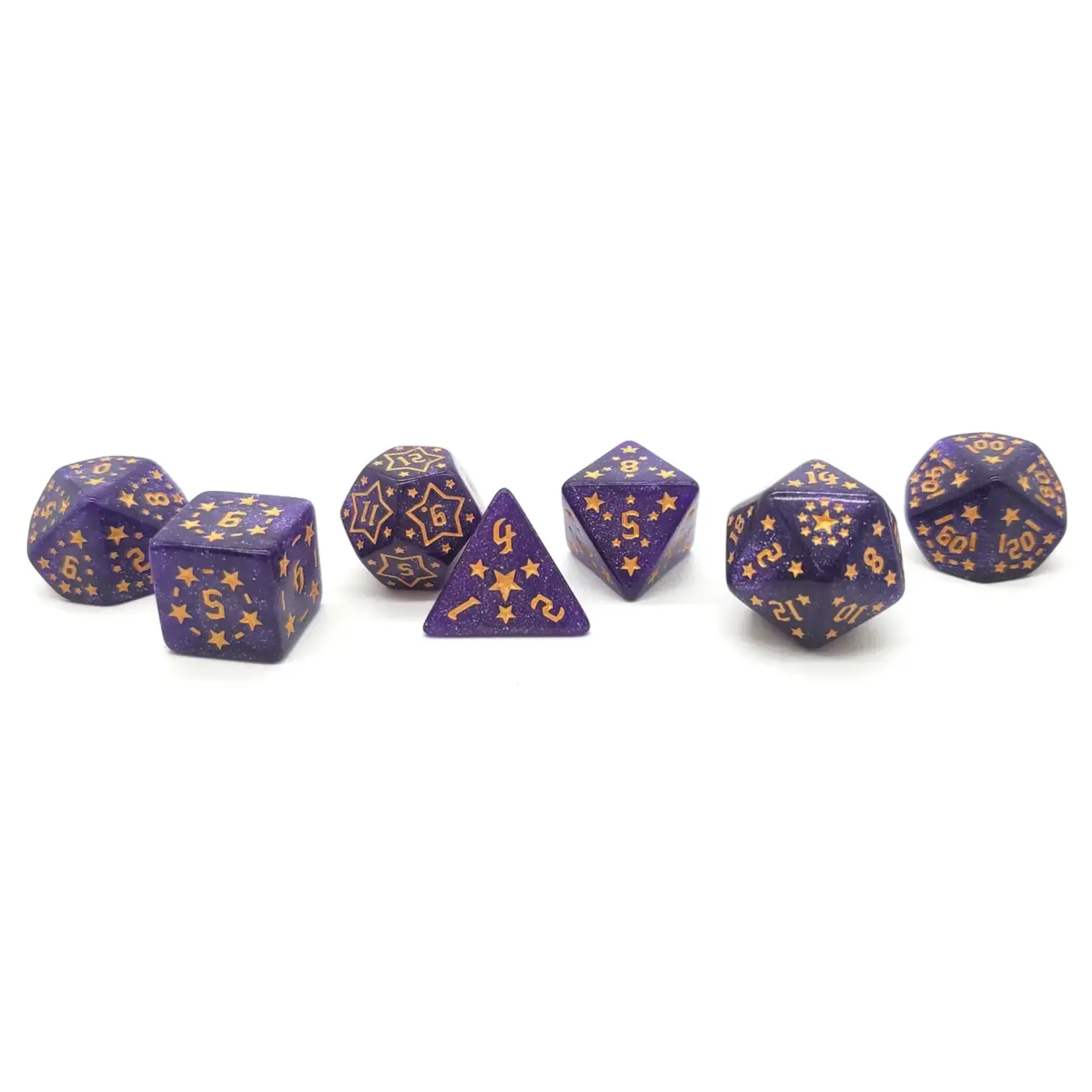 OLD SCHOOL DICE & ACCESSORIES RUNE DICE STARLIGHT PURPLE 7PC SET
