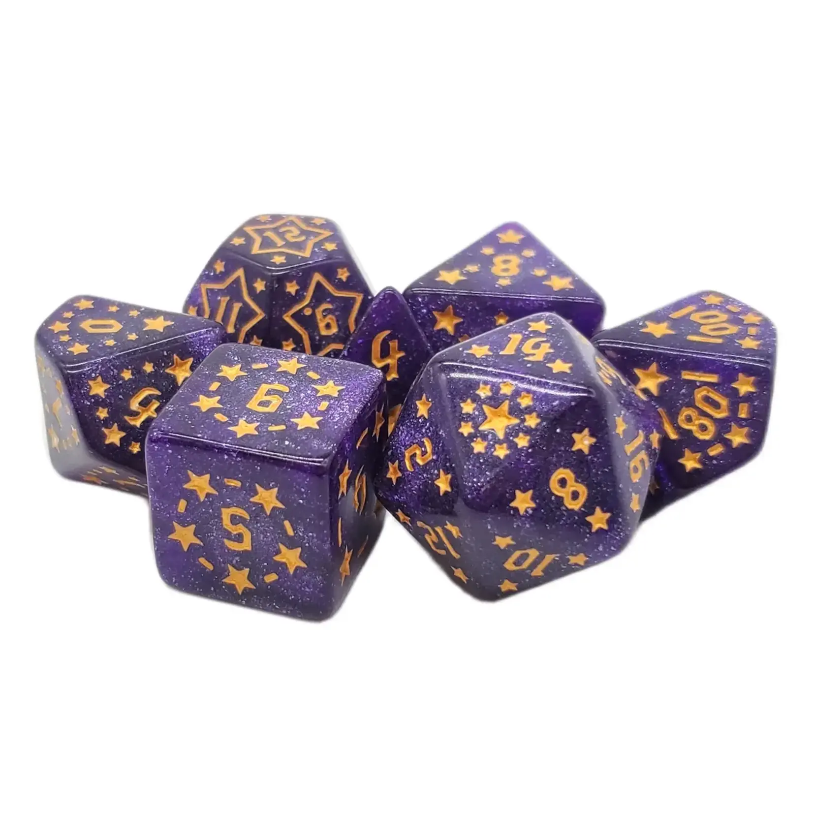OLD SCHOOL DICE & ACCESSORIES RUNE DICE STARLIGHT PURPLE 7PC SET